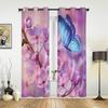 Schmetterling und Rosa Kirschblüten Fenstergardinen für Wohnzimmer Luxus Schlafzimmer Dekor Vorhänge Küchenfensterbehandlungen Vorhänge