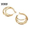 Earring 1 Pair Gold/Silver Hoop Earrings for Women, Chunky Casual And Formal Triple Split Earrings, Multi Statement Jewelry