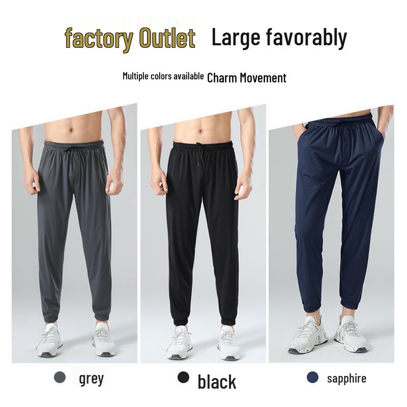 Men's Quick-Dry Nylon Ice Silk Sport Pants - Outdoor Drapey, Cuffed, High-Elasticity Casual Trousers