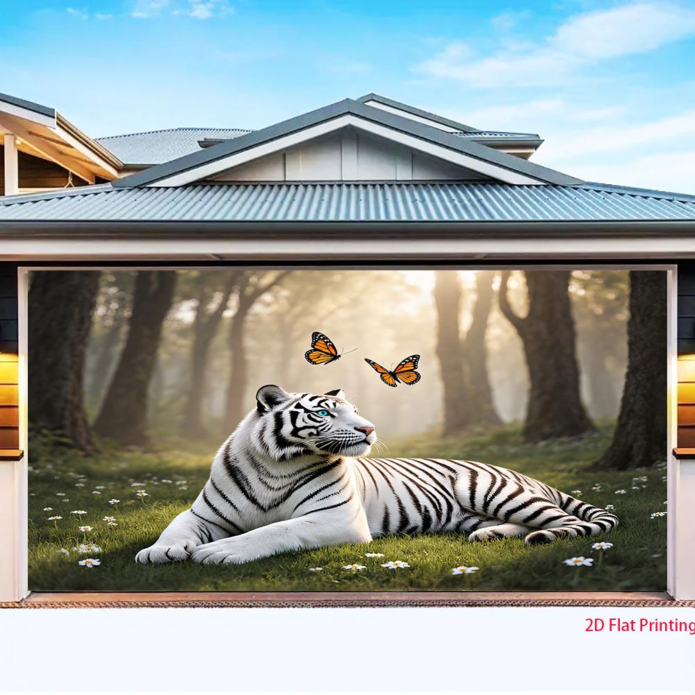 2D plane 1 piece of the white tiger in the forest dreamland suitable for celebrations and photography backgrounds