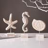 Mediteranean Style Home Decoration Accessories Wooden Crafts Starfish Conch Hippocampus Wood Carving Marine Living Room Decor