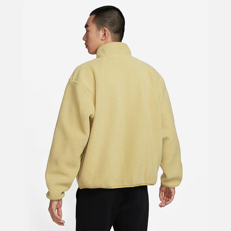 Nike Men's Winter Stand-Collar Jacket Fleece-Lined for Warmth Plush Casual Sportswear