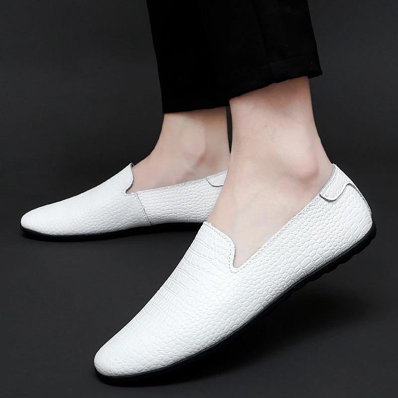 Pánské boty z pravé kůže nazouvací outdoorové Měkké mokasíny Lodičky Módní značka Pánské ploché boty Pohodlné boty na řízení pánské mokasíny