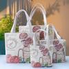 1Pc Flower In A Bottle Double-sided Gold Silk Jacquard Embroidered Canvas Handbag Shoulder Bag Literature and Art Student Commute Bag Lightweight