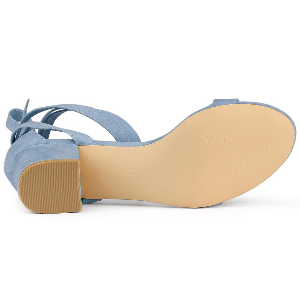 Allegra K Women's Lace-Up Sandals, Open Toe, Block Heel, Blue, Size 24.0cm