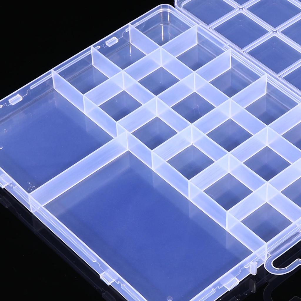 New 20-Grid Transparent PP Plastic Jewelry Storage Box, Dustproof with Fixed Card Slots