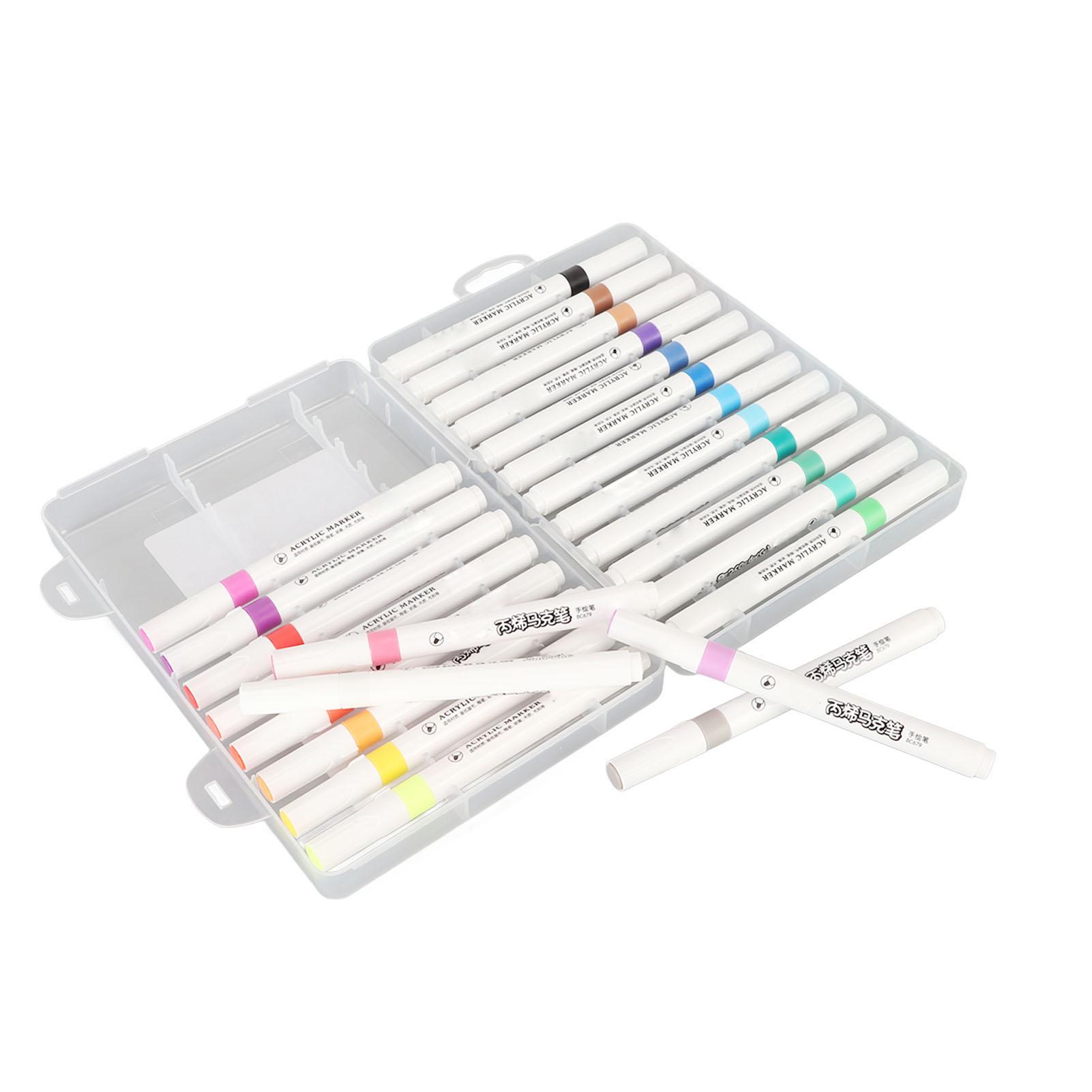 

Dual Tip Marker Pen 24 Colors Waterproof Quick Drying Fluency Ink Acrylic Paint Pens Paint Markers for Writing Fabric