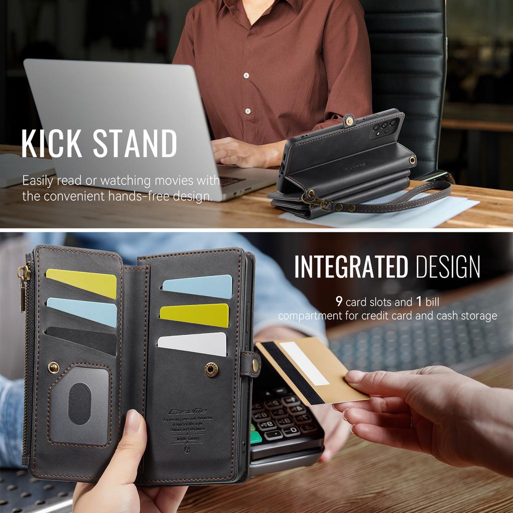 For Samsung Galaxy A53 5G Case CASEME C39 RFID Blocking Zipper Wallet Stand Leather Cover with Strap