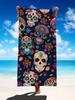 Aquarell Totenkopf Floral Strandtuch Decke Premium Mikrofaser Schnelltrocknend Große Größe Stark Saugfähig Sandfest für Reisen Pool