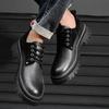 Fashion Derby men's thick soled shoes Fashionable gentleman Daily leisure business party Office wedding genuine leather Black shoes