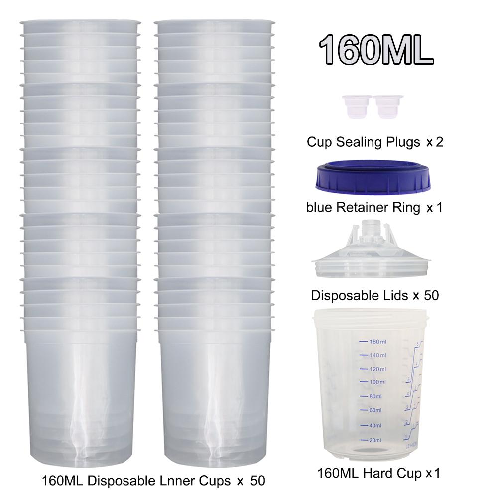 50ks/Sada Stříkací pistole Míchací kelímek na barvu H/O Rychlý kelímek Nádržka stříkací pistole 160ML/300ML/600ML Jednorázový kelímek na barvu