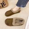 Women's flat-soled thermal-lined slip-on cotton shoes for winter wear Anti-slip low-heel soft-soled cotton shoes