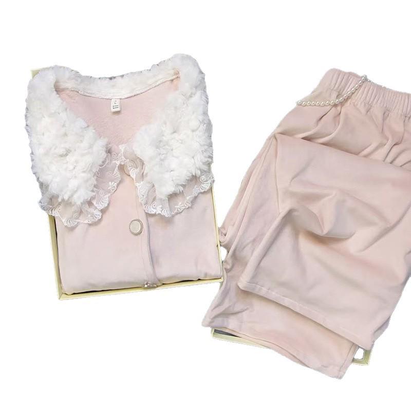 2025 Velvet Island Pajamas for Women: Fluffy, Warm Long-Sleeve and Pants, Sweet Girly Style, Indoor/Outdoor Wear