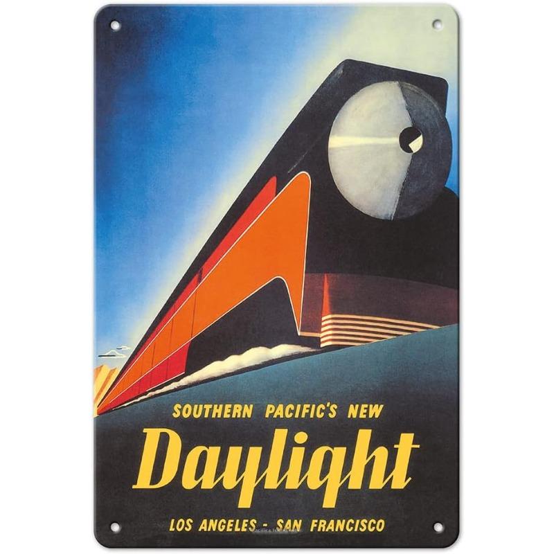 Vintage Metal Tin Poster Train Retro Metal Tin Signs Posters Plate Wall Decor for Bar Restaurant Cafe Clubs Retro Plaque