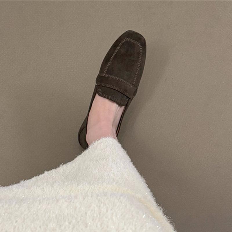 Bailamos Brand Women Flat Shoes Round Toe Shallow Slip On Ladies Casual Ballet Shoes Soft Leather Eelgant Balle Shoes