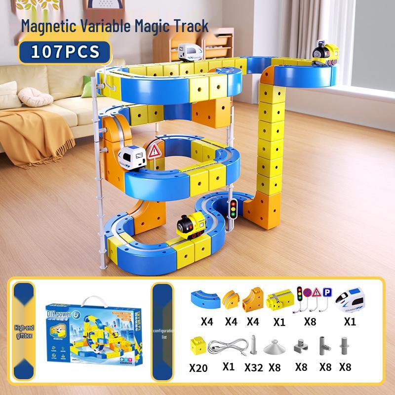 International Children's Educational Magnetic Building Blocks High-speed Rail Toy Train.