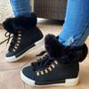Fashion European American Women's Boots 2024 Winter New Oversized Design with Warm Fur Mouth and Increased Height Inside Zapatos Mujer