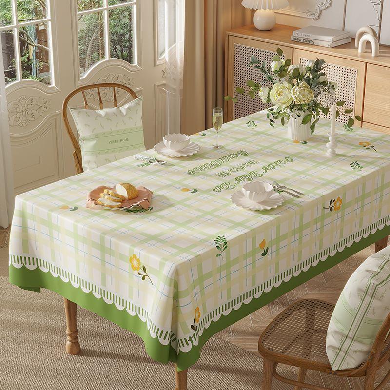 Dining Table Tablecloth Waterproof And Oil-Proof Leave-In Dining Table Mat Rectangular Pvc Dining Table Cloth Light Luxury High-End Coffee Table