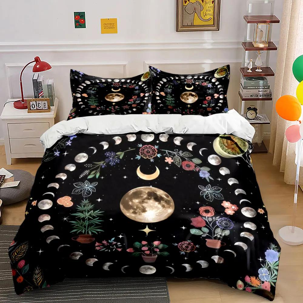 Moon Phases Tapestry Set Decor Soft Comfortable Duvet Cover Bedding Set Included 1*Duvet Cover & 2*Pillowcases Gift
