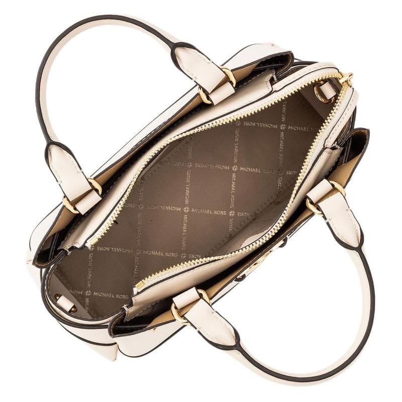 MICHAEL KORS REED Logo Gold Hardware Cowhide Shoulder Crossbody Handbag Small Women's Creamy White