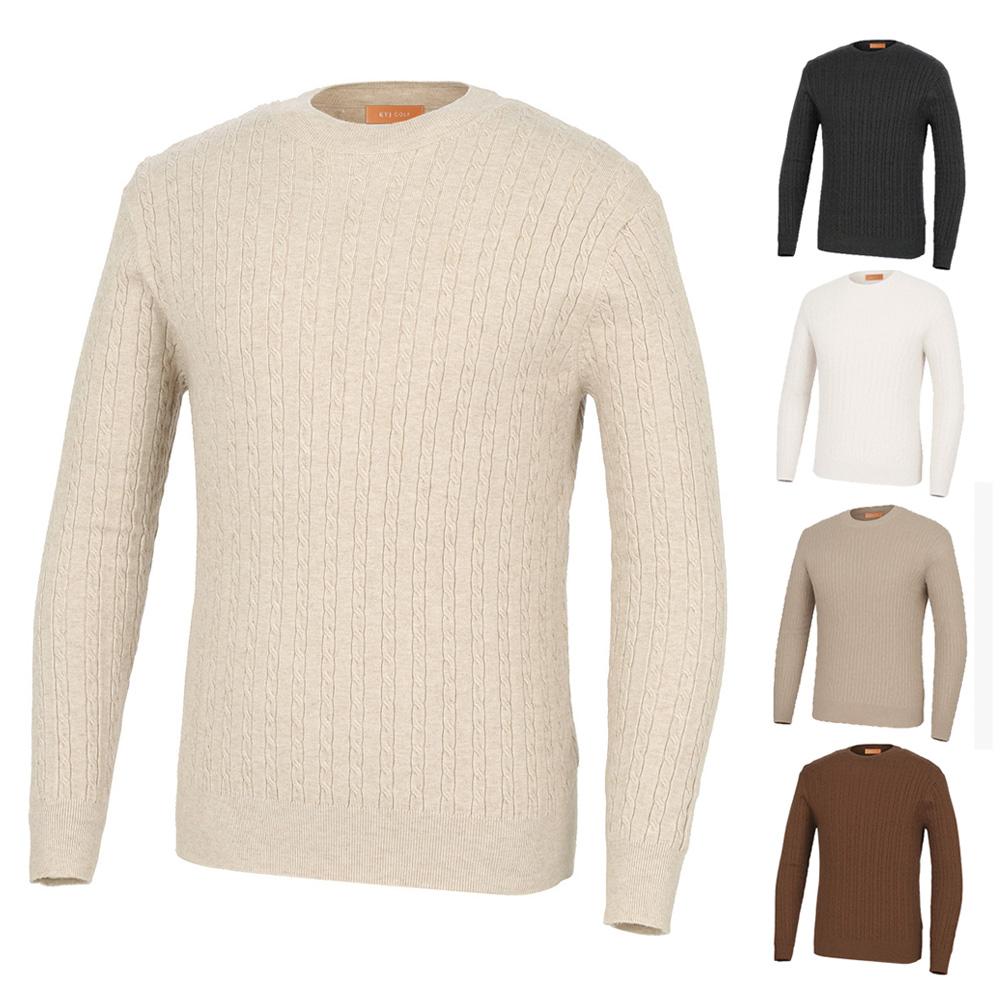 KIM YOUNG JOO GOLF Autumn/Winter Round Neck Cable Knit Soft Sweater Simple Men'S Golf Knit Dpfmnt32