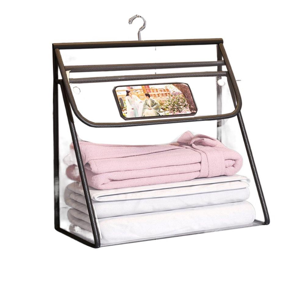 

Складная подвесная сумка для хранения в ванной комнате, большой вместимости, с держателем для телефона, прозрачный органайзер для туалетных принадлежностей, настенный, экономящий место