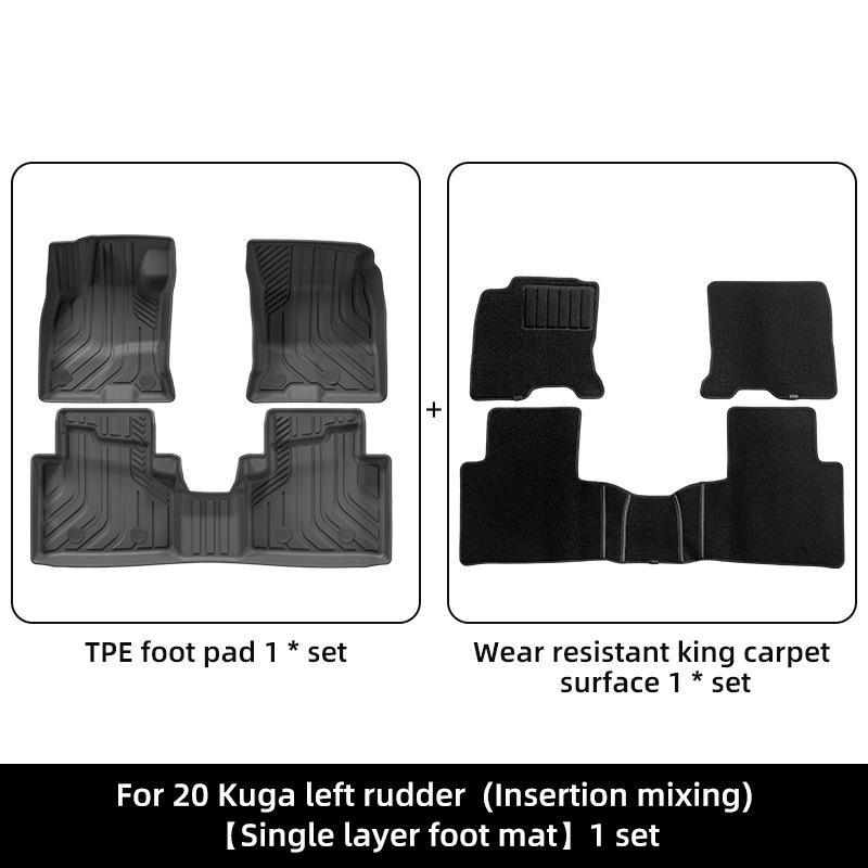 Eco-Friendly TPE Floor and Trunk Mats for 2020 Ford Kuga Hybrid (LHD, EU).