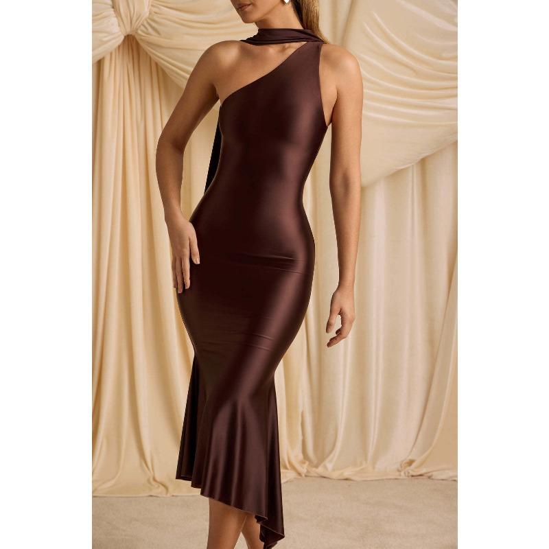 Summer New Long Dress Women s Fashion Temperament Sexy Backless Dress Dress Women S темно-коричневого