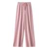 Women's 100% Wool Wide-Leg Knit Pants, Floor-Length, High-Waisted, Slimming, Casual Loose Fit for Autumn and Winter