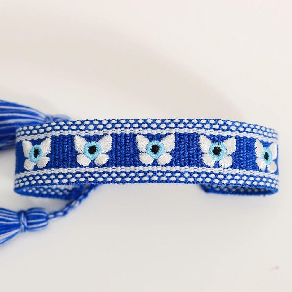 Embroidered Woven Charm Bracelets Adjustable Rope Blue Eyes Bracelet  Jewelry Gift