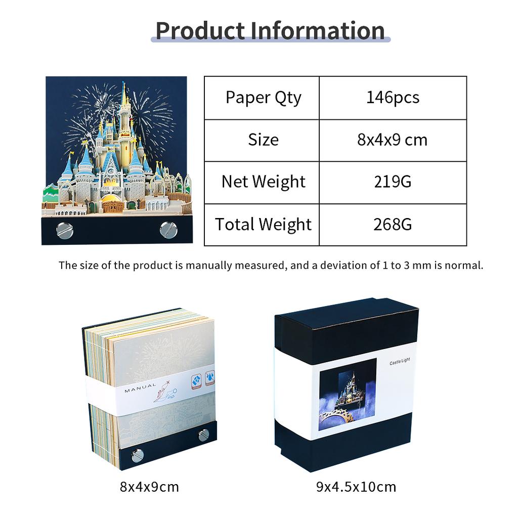 Fairytale Castle Model Princess Cinderella Castle Snow White 3D Memo Pad Paper Crafts Notes Paper Pad for Children Holiday Gifts