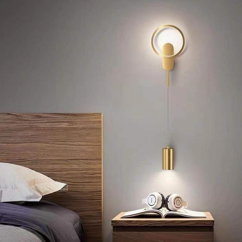 Nachtkastje wandlamp, slaapkamerlamp, minimalistische moderne gang, gang, wandlamp, lange strook, woonkamer, achtergrondwandlamp