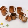 Wooden Cups Handmade Wood Handle Cups Handle Beer Coffee Milk Tea Mug Handmade Natural Kitchen Bar Drinkware Cup