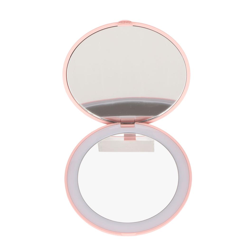 3.5in LED Makeup Mirror Portable 1X 2X Magnification 6500K Folding Handheld Double Sided Lighted Mirror for Travel
