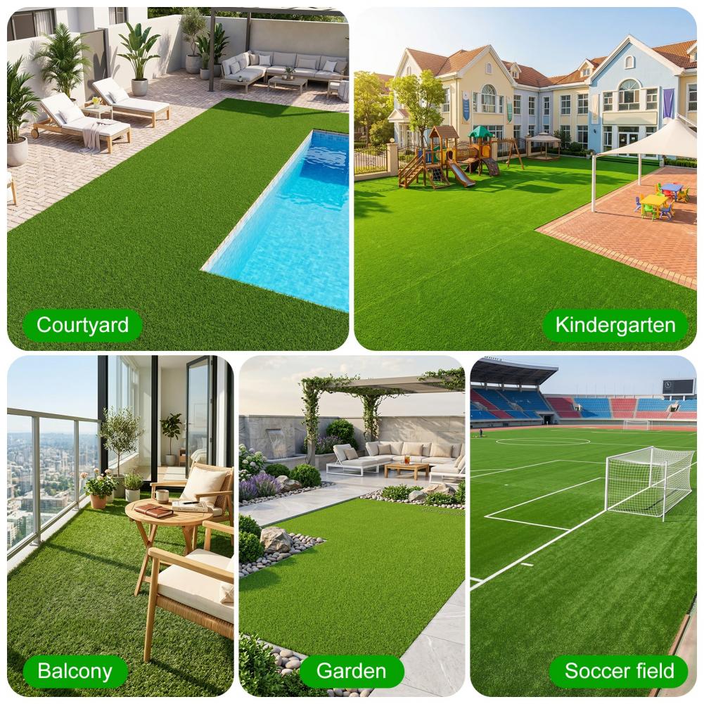 Large Artificial Grass Turf Rug, DIY Size Synthetic Grass Mat for Dogs, Drainage Holes Fake Grass Lawn for Indoor Outdoor