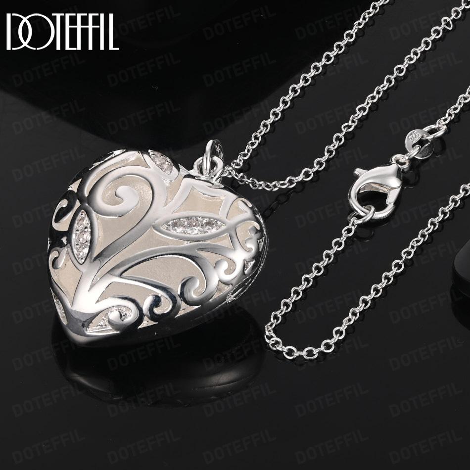 925 Sterling Silver Fashion Jewelry Heart Pendant Wedding Necklace