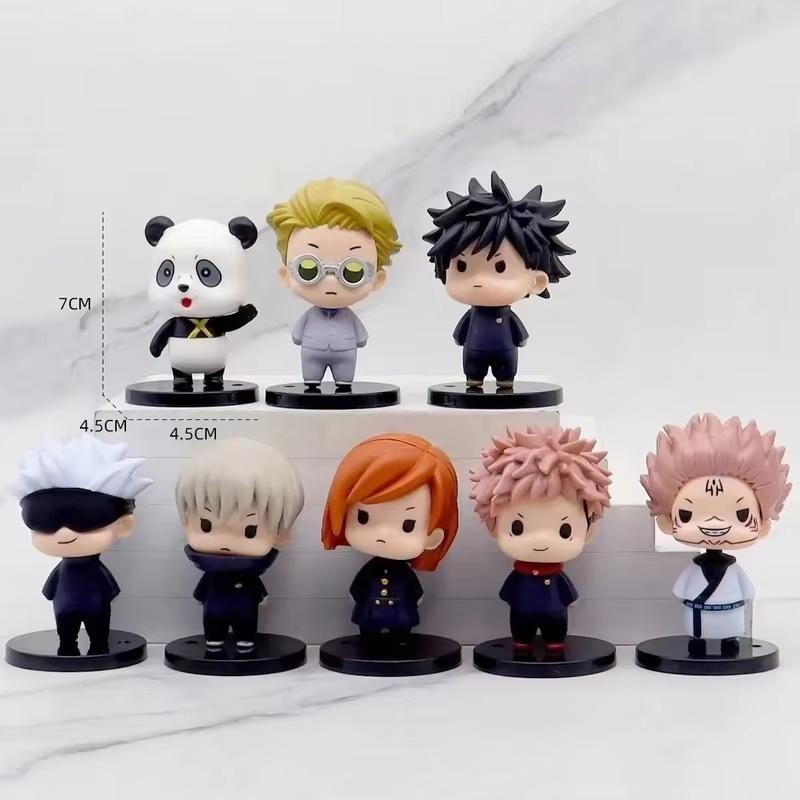 Q Version 8Pcs Jujutsu Kaisen Itadori Yuji  Ryomen Sukuna Gojo Satoru Figure Cake Decoration Doll Desktop Car Ornaments Toy Gift