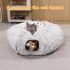 2-In-1 Foldable Warm Plush Cat Bed Donut Shaped Indoor Playing Sleeping Integrated Expand Cat Tunnel Playful Kittens Accessories