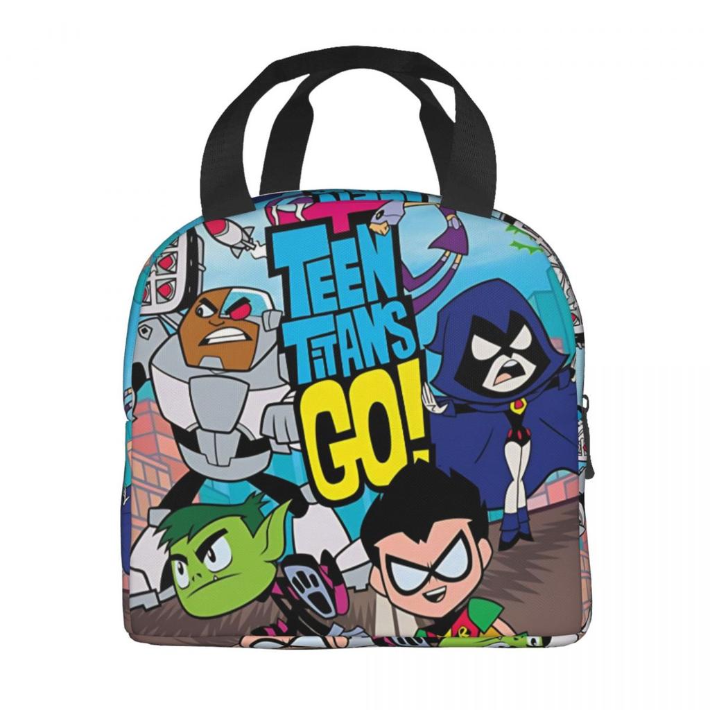 Teens Titans Go Beast Boy Sacs à déjeuner isothermes Boîte de rangement pour aliments Glacière portable Boîtes à lunch thermiques pour le voyage