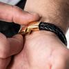 Bracelet 20cm Gold Leather Bangle Arm Jewelry Braided Wrap Chain [SERASAR] Men's