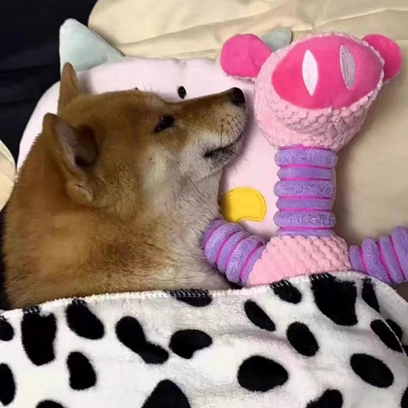 Pet Dog Cartoon Plush Sound Squeaky Toys Animals Shape Pet Soft Plush Chew Molar Training Toy Puppy Teeth Cleaning Pet Toys