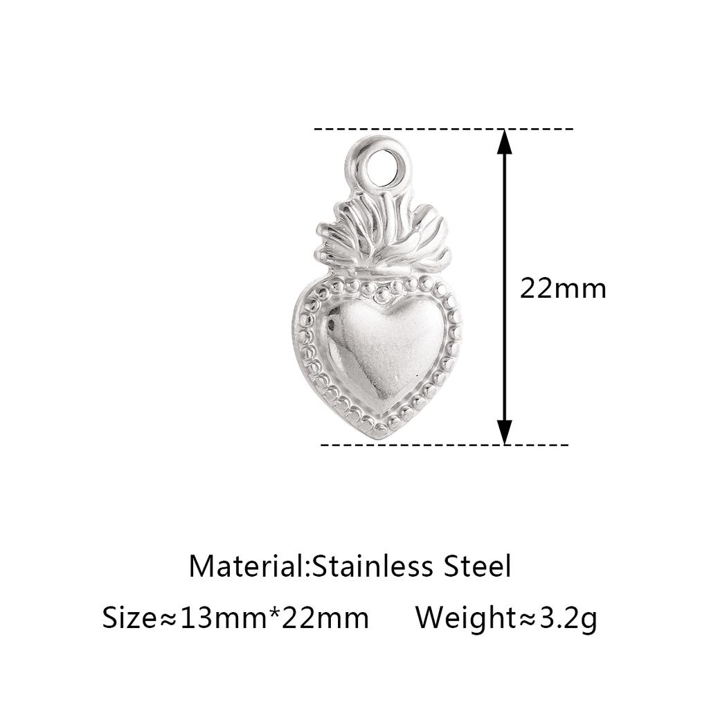 3Pcs Sweet Heart Charms Stainless Steel 3D Lucky Sacred Heart Pendants Handmade Jewelry Making Accessories DIY Necklace Earrings