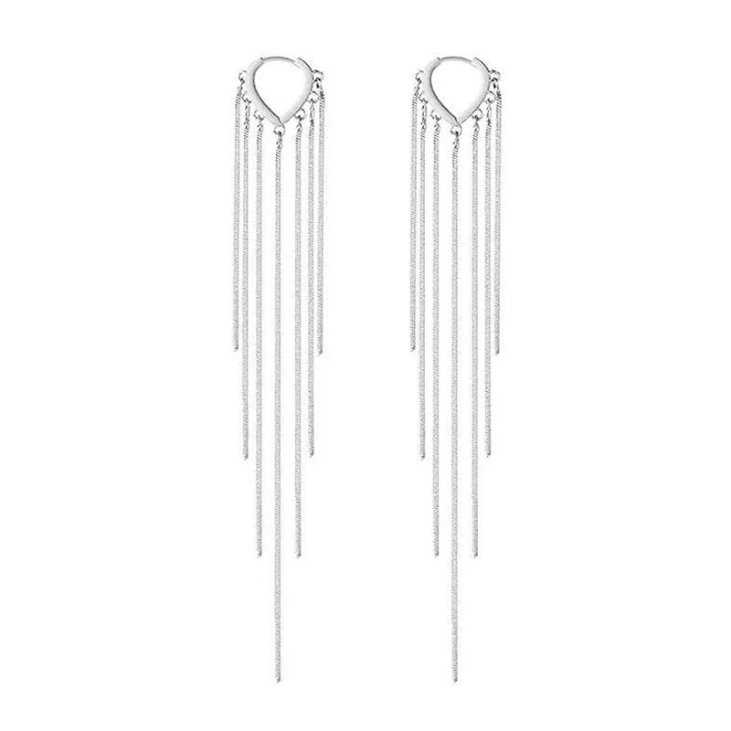 1Pair Fashion Simple Long Chain Tassel Earrings For Women Girls Trendy Temperament Drop Earrings Jewelry Accessories Gifts
