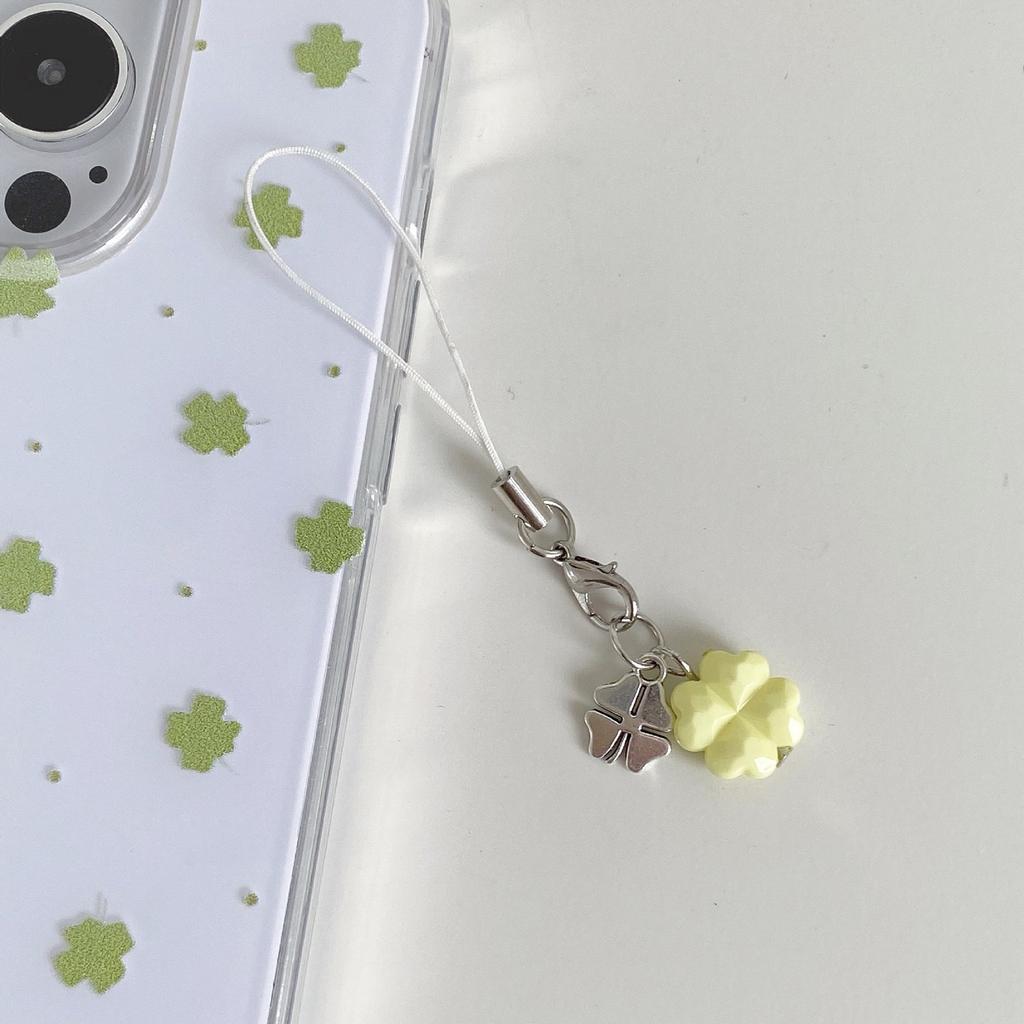 Glitzernder Kristall vierblättriges Kleeblatt Schlüsselanhänger Mehrzweckanhänger Viel Glück Handyband für Handys Taschen Accessoires