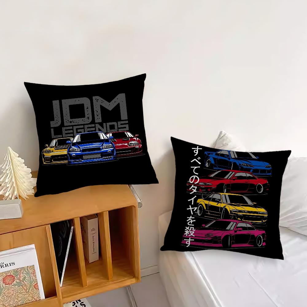 Japanese Cars Cushion Cover Living Room Headboard Bedroom Office Cushion Cushion Sofa Nap Time J-Jdm G-GTR Sports Pillow Case