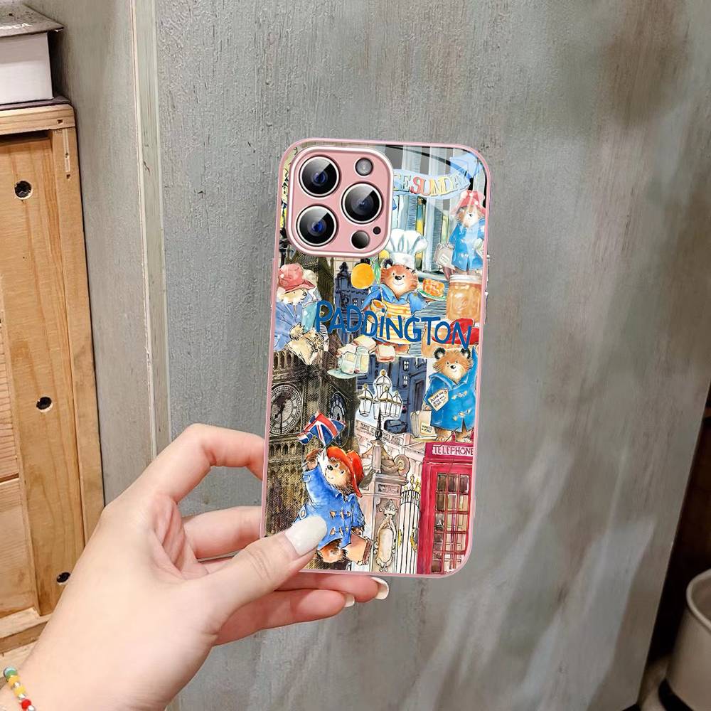 

P-Paddington Bear Tempered Glass For Iphone 14 13 12 11 Pro Mini XS MAX 14Plus X XS XR Cover iphone 12