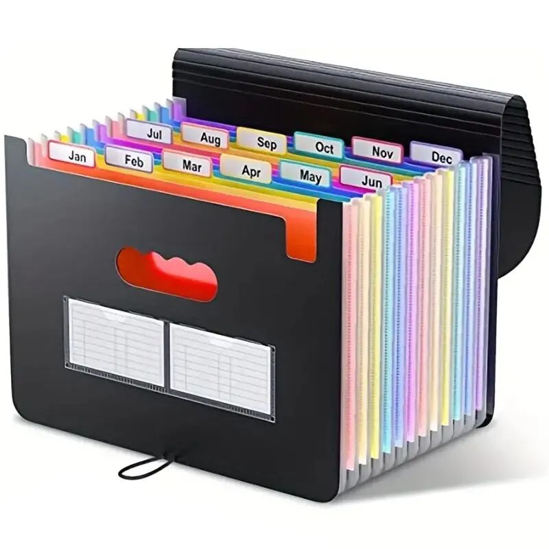 Expanding File Folder 13/25 Pockets A4 Size Filing Folder Organizer Large Capacity Portable Accordian File Box for Classroom