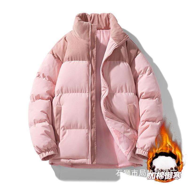 Winter new cotton jacket for men and women loose and versatile casual corduroy patchwork cotton trend cotton clothes