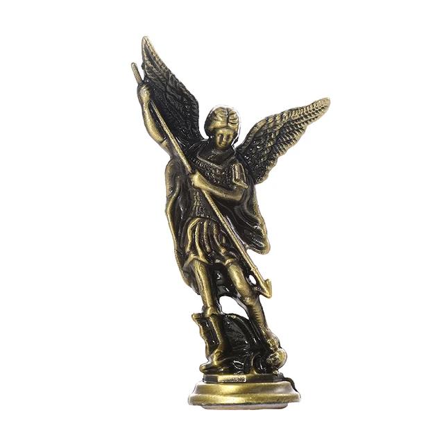 Saint Michael Archangel Figurine, Sacred Angel Michael's Sculpture, Zinc Alloy Statue for Home Desk Decor