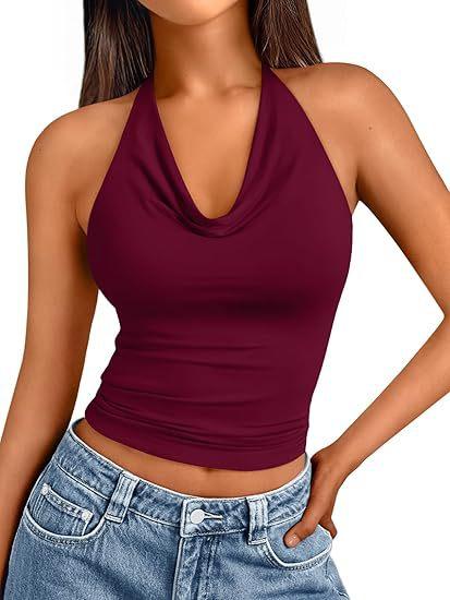 European and American fashion foreign style neck sleeveless sexy vest women's summer slim-fitting off-the-shoulder thin versatile top
